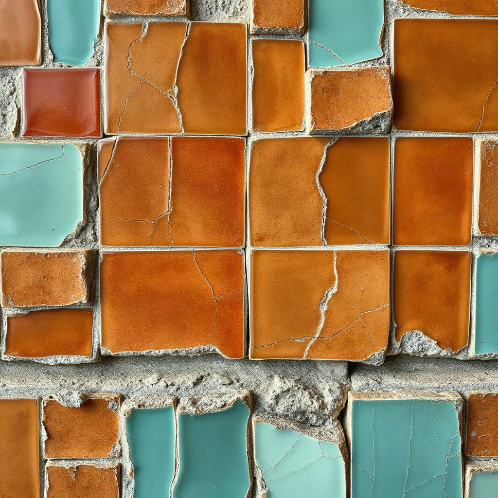 Weathered ceramic mosaic tiles