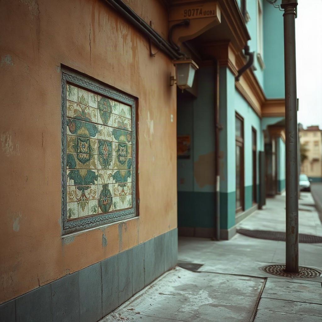 Tile panel on an urban wall