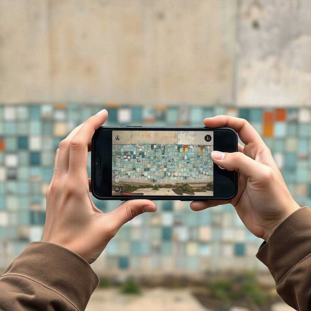 Documenting a wall mosaic in the field